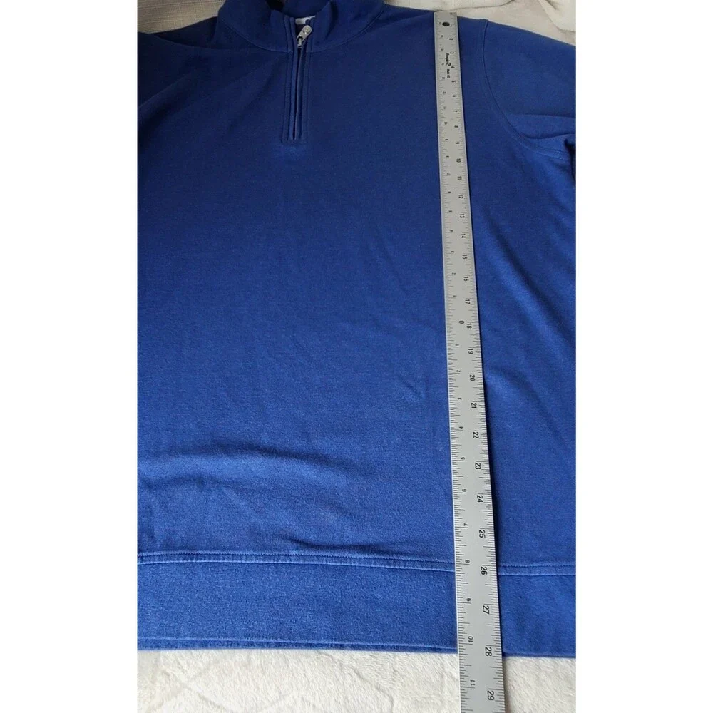 Peter Millar Mens Blue 1/4 Zip Pullover Cotton Modal Golf Sweater Performance